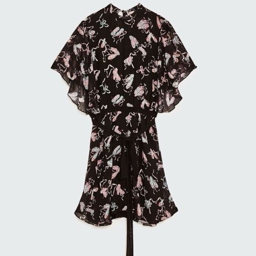 ✨ZARA STUDIO BALLET PRINT RUFFLE SZ XS/S DRESS✨ - Picture 6 of 11